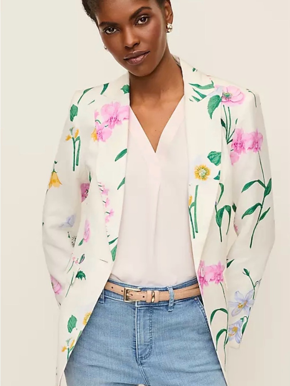 Ann Taylor The Petite Single Button Blazer in Floral Linen Blend